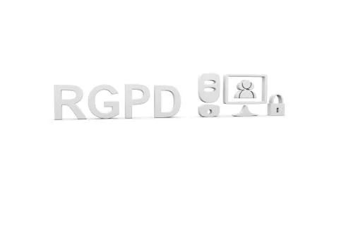 RGPD concept white background 3d render illustration Stock Illustration
