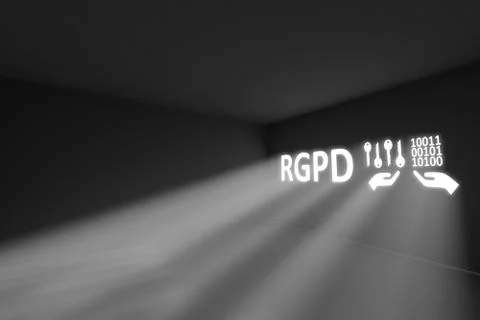 RGPD rays volume light concept 3d illustration Stock Illustration