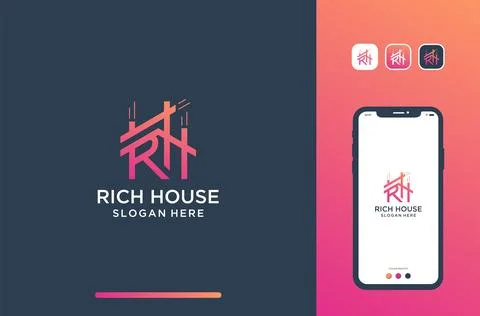 Rh logo design for architecture or builder. Stock Illustration