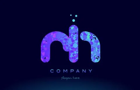 Rh r h bubble circle dots pink blue alphabet letter logo icon vector Stock Illustration