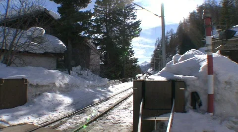 Rhaetian railway train Stock Footage 537897