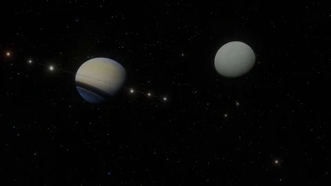 Rhea Moon Orbits Saturn Stock-Footage 85073418