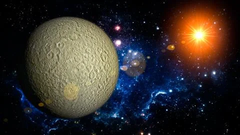 Rhea Planet Solar System space isolated Stock Illustration