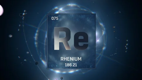 Rhenium as Element 75 of the Periodic Table 3D illustration on blue background Video stock 119619008