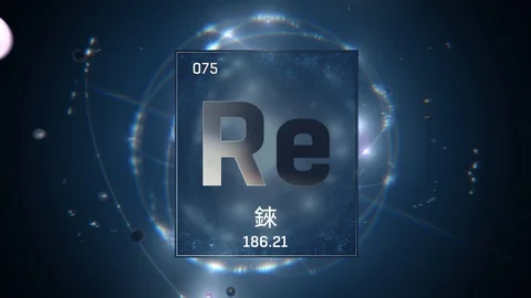 Rhenium as Element 75 of the Periodic Table 3D illustration on blue background 스톡 동영상 126454547