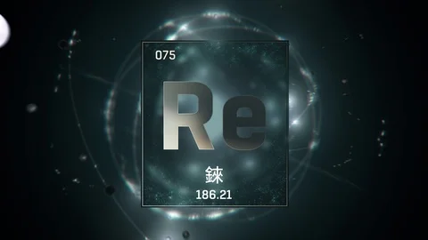 Rhenium as Element 75 of the Periodic Table 3D illustration on green background 스톡 동영상 126454597