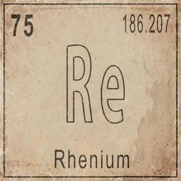 Rhenium Element Card from Periodic Table on Vintage Old Paper Stock Illustration