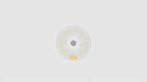 Rhenium Re Bohr Atom Model Clean No Text Animation Video Overlay Alpha 4K Видео 339367302