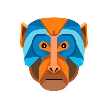 Rhesus Macaque Head Flat Icon Stock Illustration