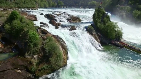 Rhine Falls Aerial View Stock Footage 75280074