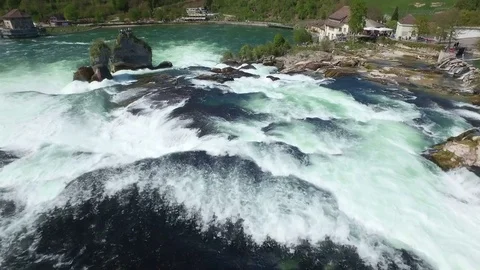 Rhine Falls Aerial View 스톡 동영상 75282856