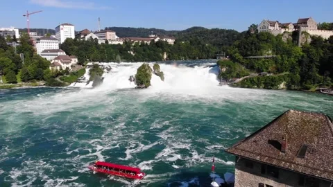 Rhine Falls Powerful Waterfall Switzerland 4K Stock-Footage 343552353