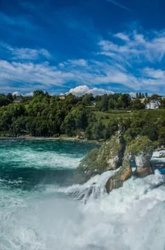 Rhine Falls water flow and rocks Stock-Fotos