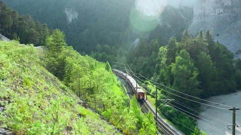 Rhine Gorge - Crystal clear Alpine River through Canyon Stock Footage 312689986