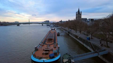 Rhine river and Cologne Video stock 195295796