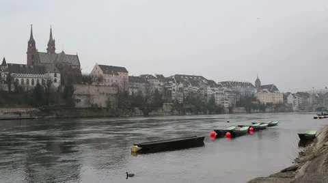 Rhine River in Basel City Vídeo Stock 24948010