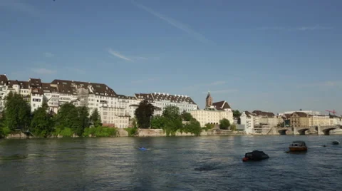 Rhine River in Basel Vídeo Stock 50451303