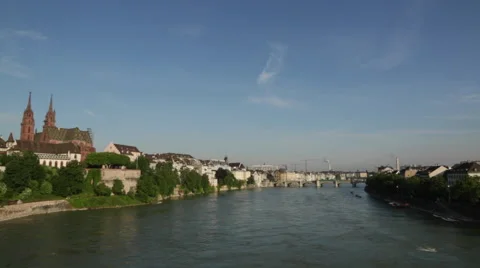 Rhine River in Basel Vídeo Stock 50452087