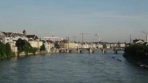 Rhine River in Basel Vídeo Stock 50452201