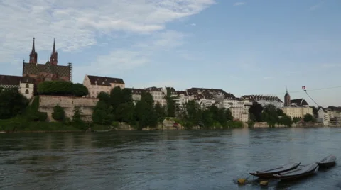 Rhine River in Basel Vídeo Stock 50452254