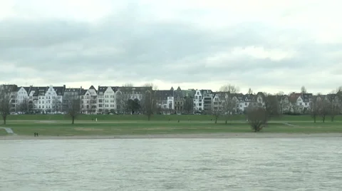 Rhine river in Dusseldorf Stock Footage 50968965