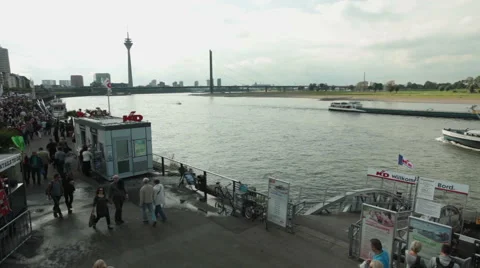 Rhine river promenade - Dusseldorf, Germany Stock Footage 59573752