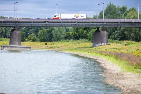 Rhine water level lower than normal, Arnhem, Netherlands - 08 Jul 2026 库存照片