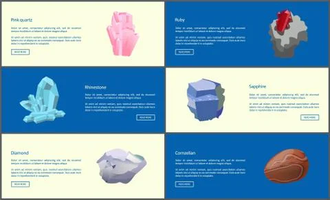 Rhinestone Carnelian Quartz Ruby Diamond Sapphire Stock Illustration