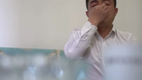 Rhinitis attack, nasal obstruction Stock Footage 154082893