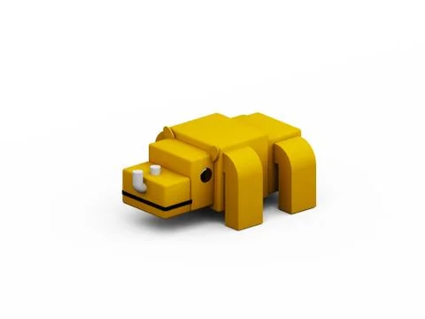 Rhino 3d low polygon isolate on white background Stock Illustration