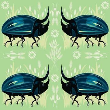 Rhino beetle pattern Stock Illustration