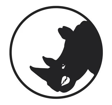 Rhino Head with circle Stock Illustration