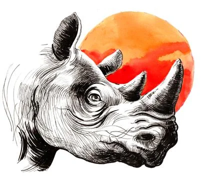 Rhino head Illustrazione stock