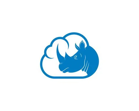 Rhino head inside the cloud logo Stock Illustration