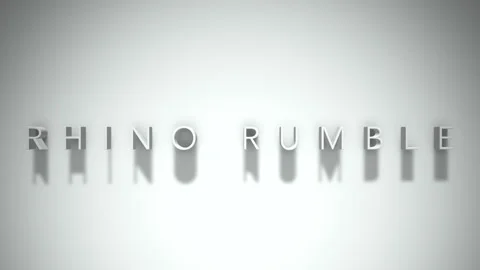 Rhino rumble 3D title animation white text on a white background Stock Footage 298374670