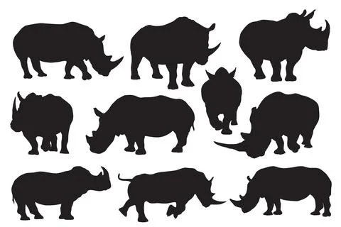 Rhino silhouettes 스톡 일러스트