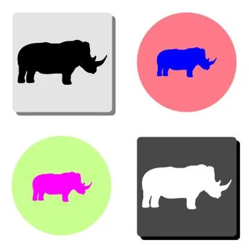 Rhinoceros. flat vector icon Stock Illustration