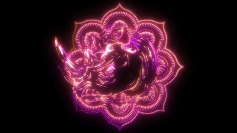 Rhinoceros head with decorative elements. Vidéo 274937278