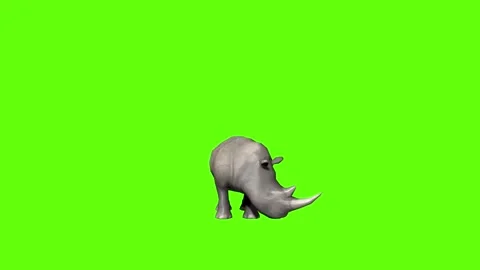 Rhinoceros hit attack green screen animation 3D rendering Stock Footage 297490860
