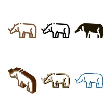 Rhinoceros icon vector outline range Illustrazione stock