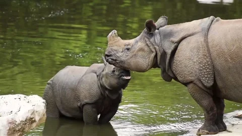 Rhinoceros in a park Video stock 137641958