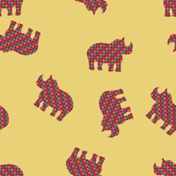 Rhinoceros seamless pattern background. 스톡 일러스트