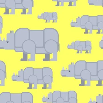 Rhinoceros seamless pattern. Wild beast herd ornament. Animal background Ilustración de archivo
