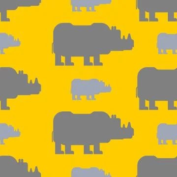 Rhinoceros seamless pattern. Wild beast herd ornament. Animal background Stock Illustration