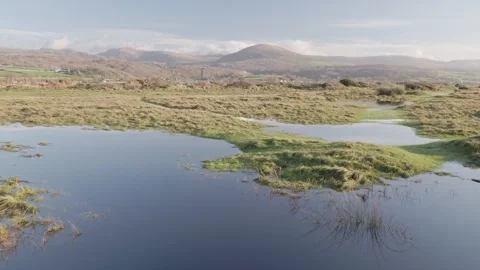The Rhinogydd (Rhinogs) mountains in winter light, Gwynedd, North Wales, UK Stock Footage 324760570