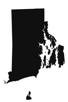 Rhode Island administrative map. black map of Rhode Island with Hard shape,.. Stock Illustration
