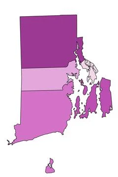 Rhode Island administrative map. counties map of Rhode Island with differen.. Stock Illustration