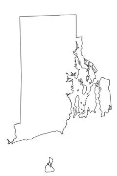 Rhode Island administrative map. outline map of Rhode Island, blank Map, em.. Stock Illustration