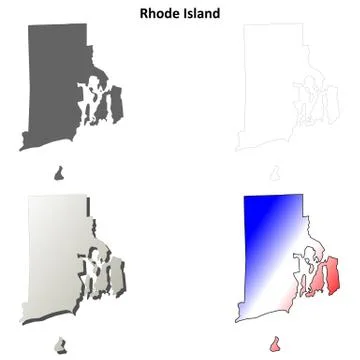Rhode Island blank outline map set イラスト素材