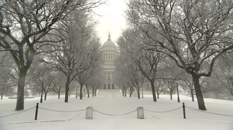 Rhode Island capital in snow Stock-Footage 34657999